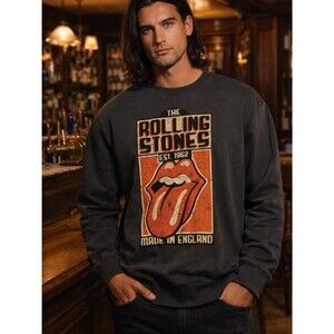 H&M Rolling Stones Sweatshirt Tongue Logo Band Graphic Oversized